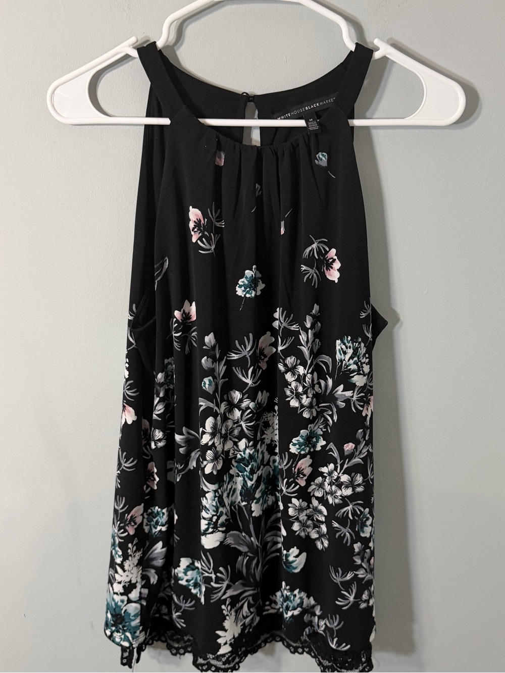WHBM Black Floral Halter Tank Top